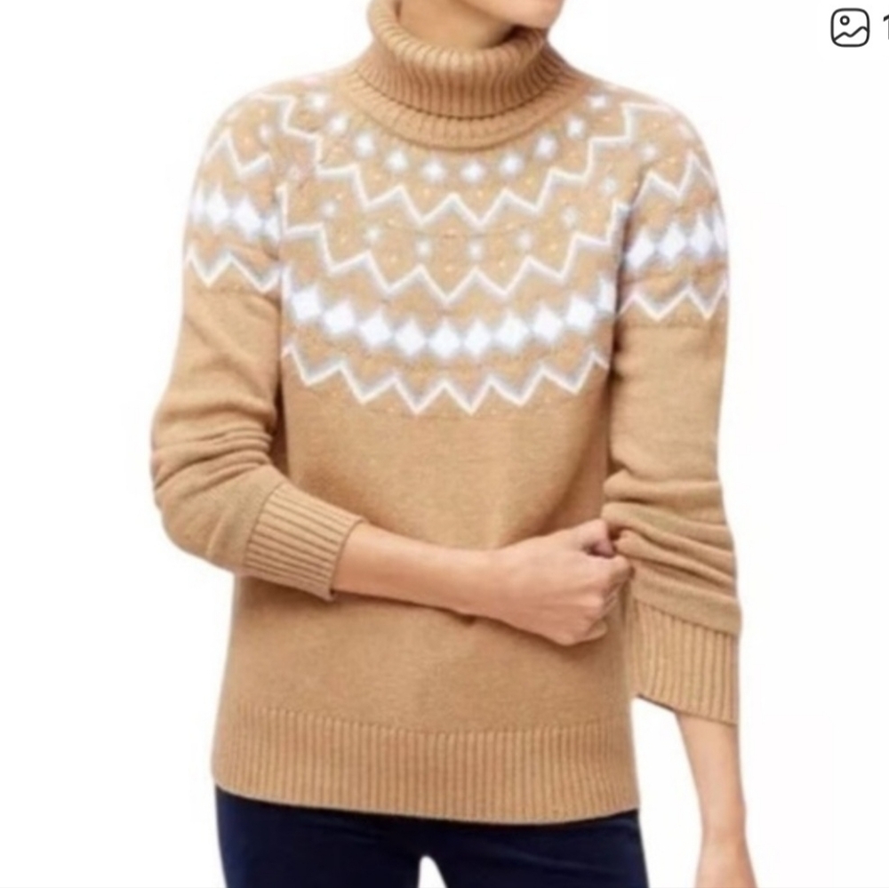 J. CREW Fair Isle Turtleneck Sweater Size Medium